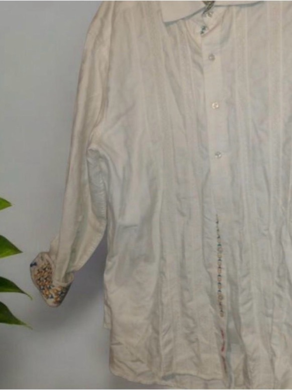 Robert Graham Cream Button-Down Casual Shirt